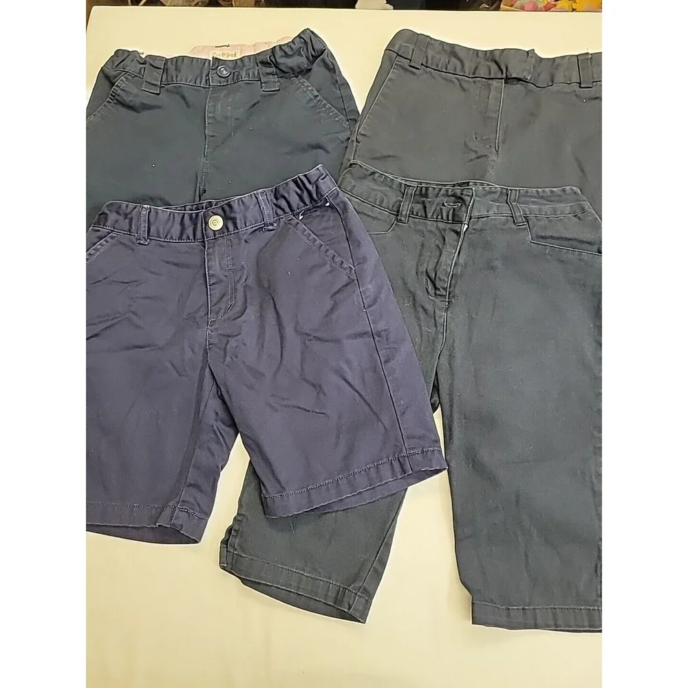 4 Pair Girl's Size 7 Navy Blue Uniform Shorts Cat Jack Arrow Gymboree Adjustable